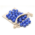 Blue Stripe Marbles for Solitaire - Set of 33